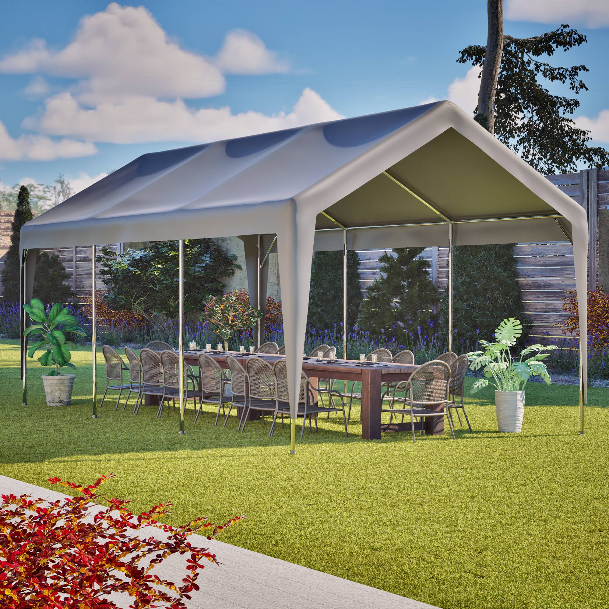 Alt View 2. Anysun - Anysun 10x20 FT Roll-up Windows Carport Canopy with Heavy Duty Metal Frame, Easy to Install.