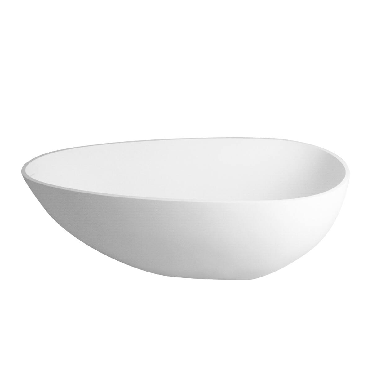Alt View 9. Loheer - Loheer 59 in Freestanding Stone Resin Soaking Bathtub in Matte White with Center Drain and Overflow - Matte White.