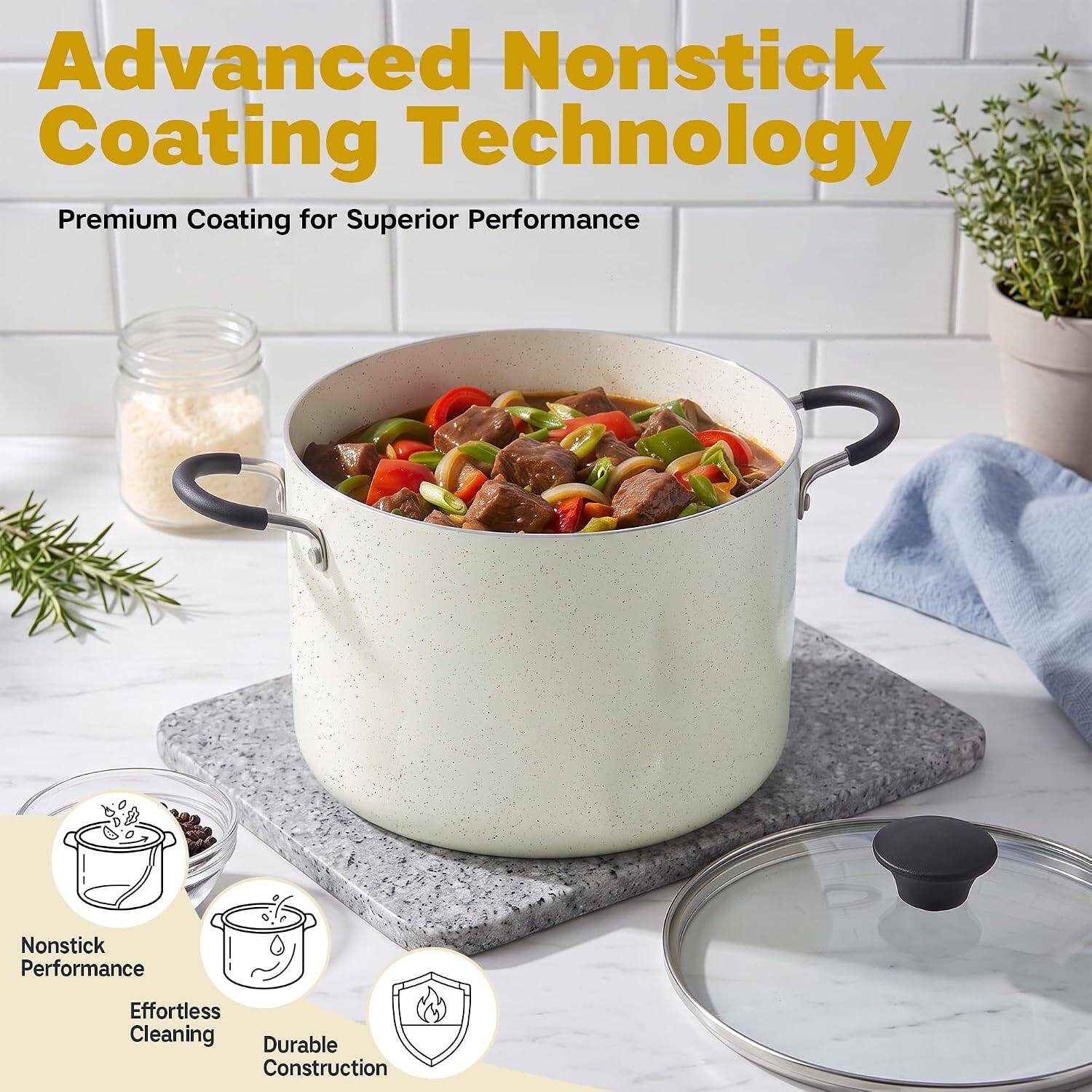 Advanced Nonstick Coating Technology  
Premium Coating for Superior Performance  

Nonstick Performance  
Effortless Cleaning  
Durable Construction