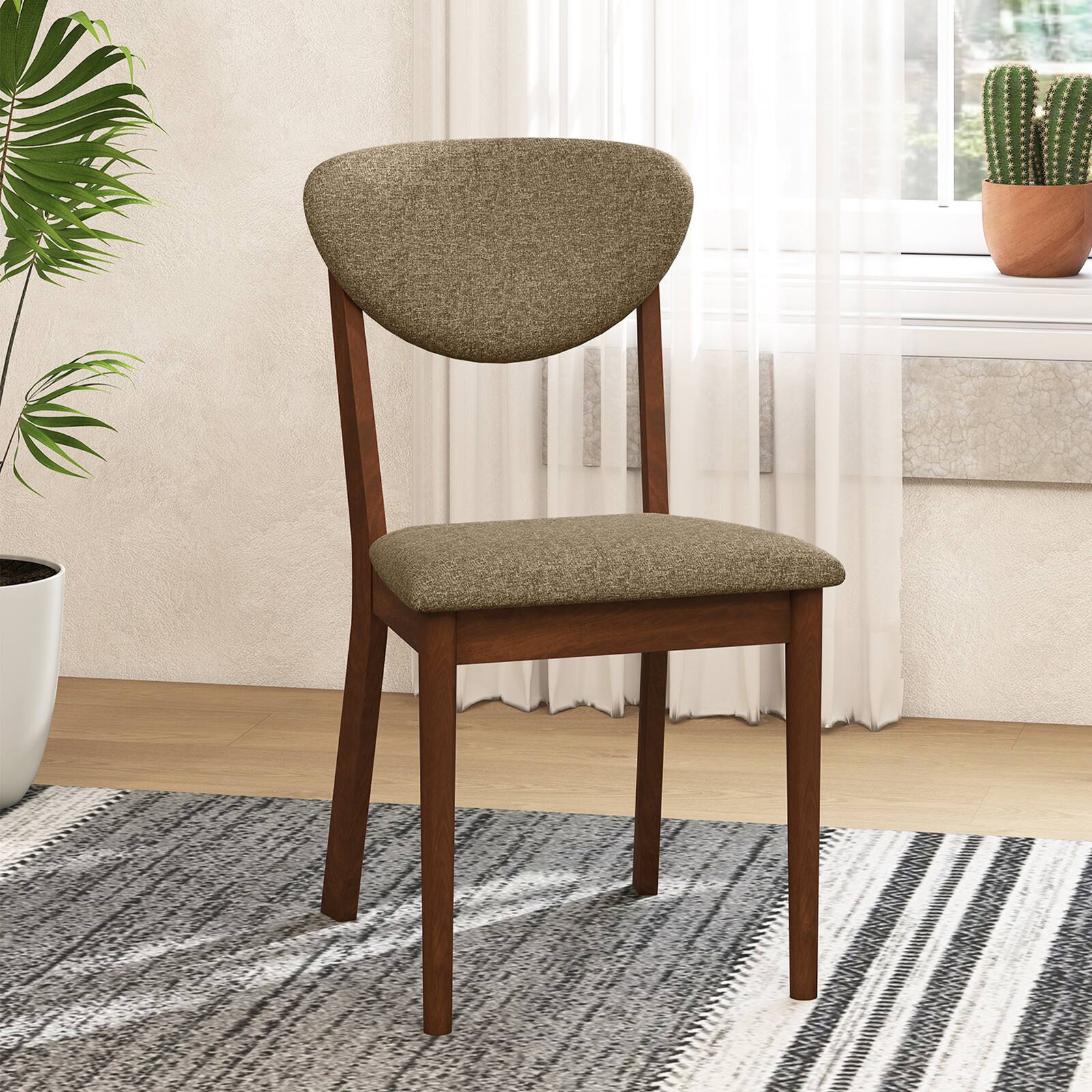 Alt View 3. Gymax - Gymax Wooden Dining Chairs Set of 4 w/Rubber Wood FramePadded Seat & Back Cushion Coffee & Clay Brown - Brown.