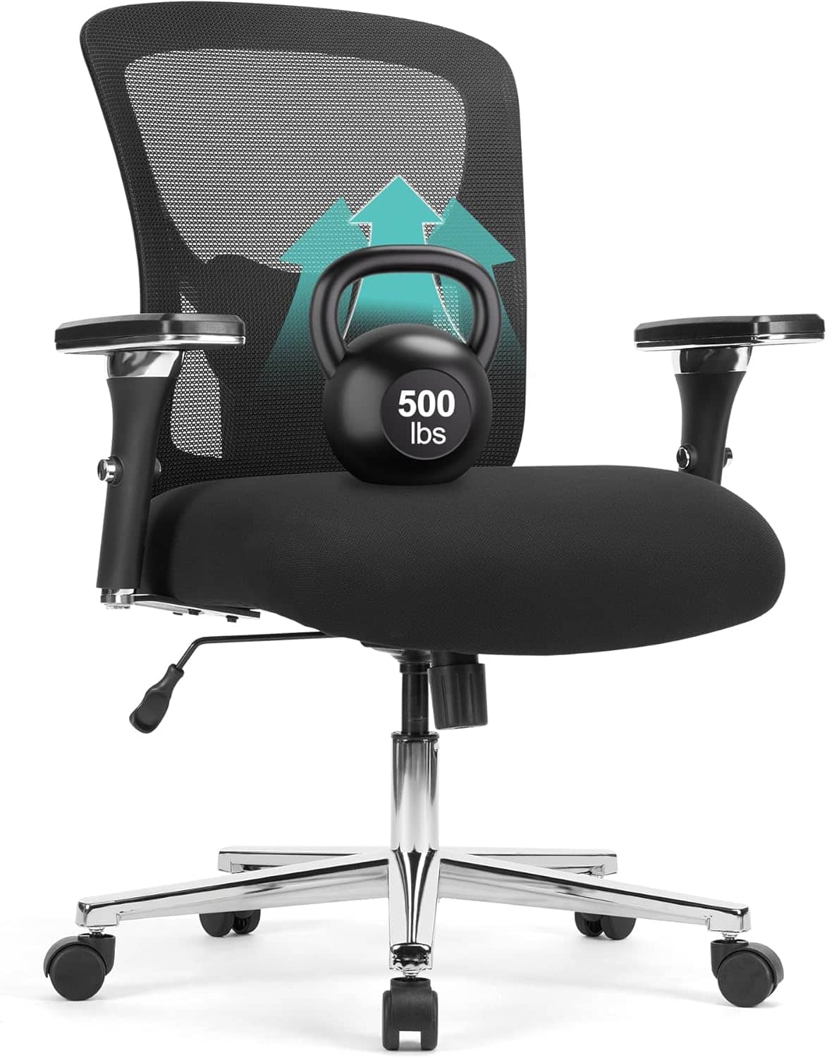 AOITUN - Big and Tall Office Chair 500LBS, Heavy Duty Ergonomic Computer Desk Chair Mesh Executive Task Chair - Black