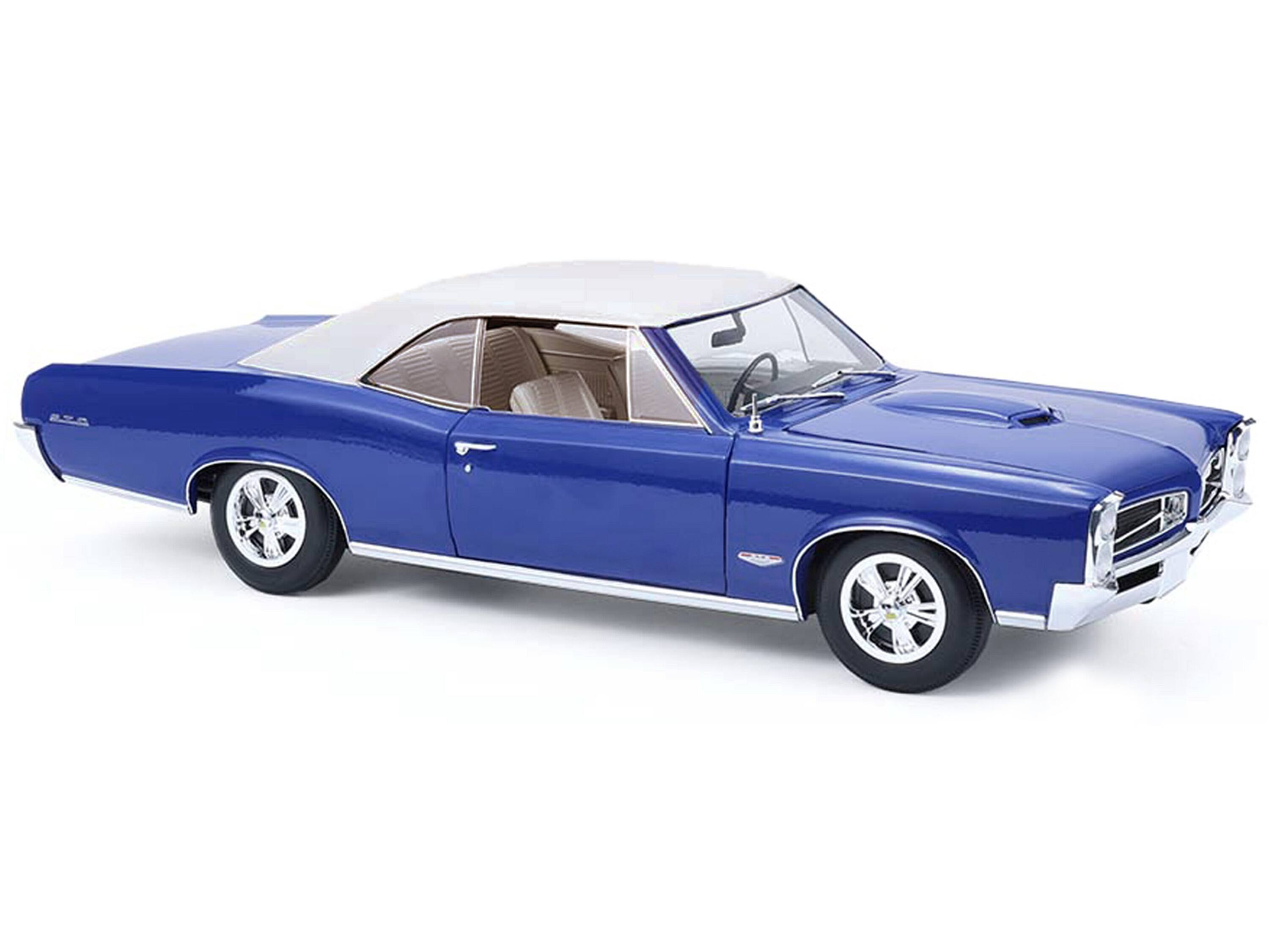 Back. Highway 61 - 1966 Pontiac GTO Barrier Blue with White Top and Interior 1/18 Diecast Model Car by Highway 61 - Blue with White.
