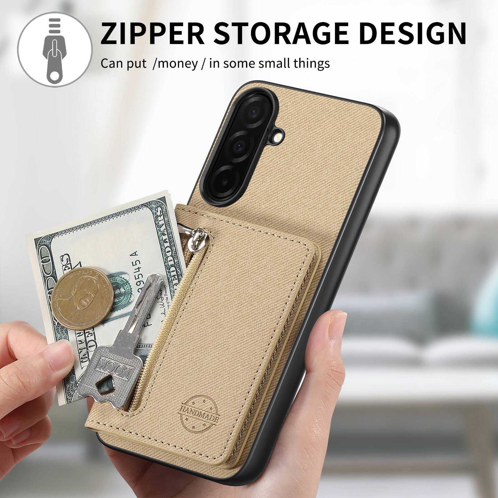 ZIPPER STORAGE DESIGN  
Can put /money/ in some small things  

TARS: CD SA 39545 EDDOLLARS EDDO ED inT I F FB INN 6 O0 d & 5  

HANDMADE