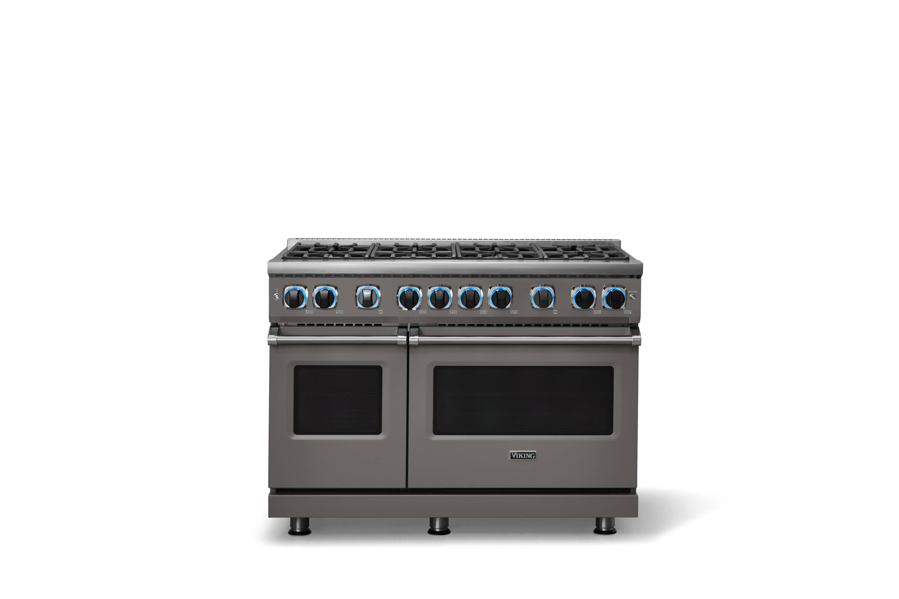 Alt View 4. Viking - 48"W. 7.3 Cu. Ft. Freestanding Sealed 8 Burner LP Gas Range - Damascus Gray - Damascus Gray.