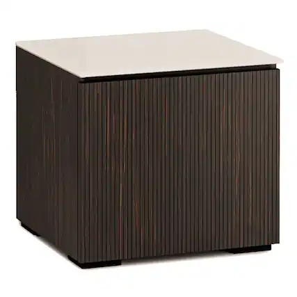 Front. Salamander Designs - Salamander Designs Chameleon Collection Manhattan 217 Twin AV Cabinet (Maro Ebony Doors and Matte Taupe Glass Top) - Taupe/Ebony.