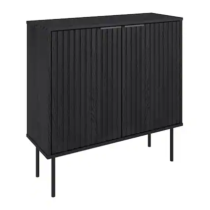 Angle. CorLiving - CorLiving - Minimalist Fluted 2-Door Sideboard Buffet - Black.
