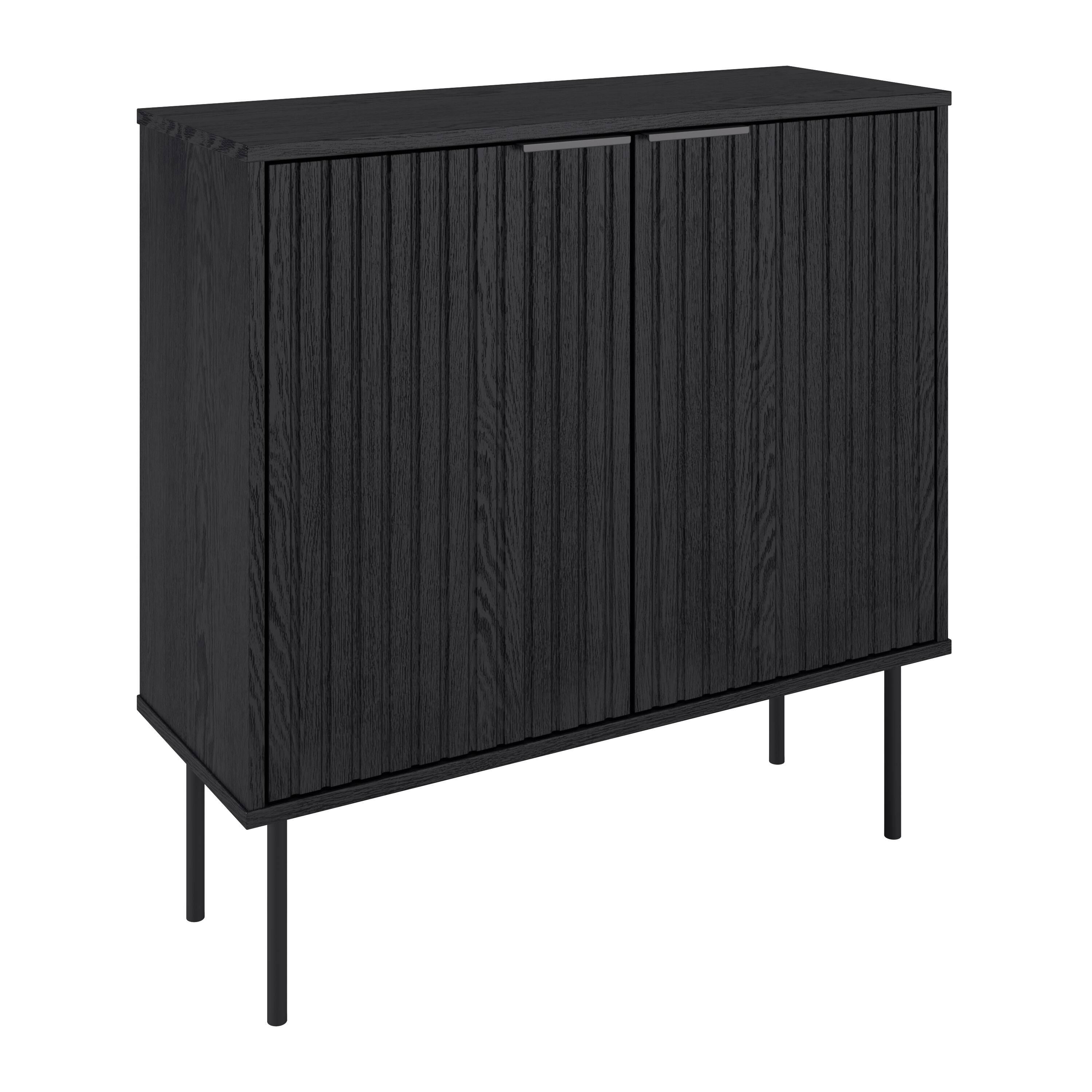 Angle. CorLiving - CorLiving - Minimalist Fluted 2-Door Sideboard Buffet - Black.