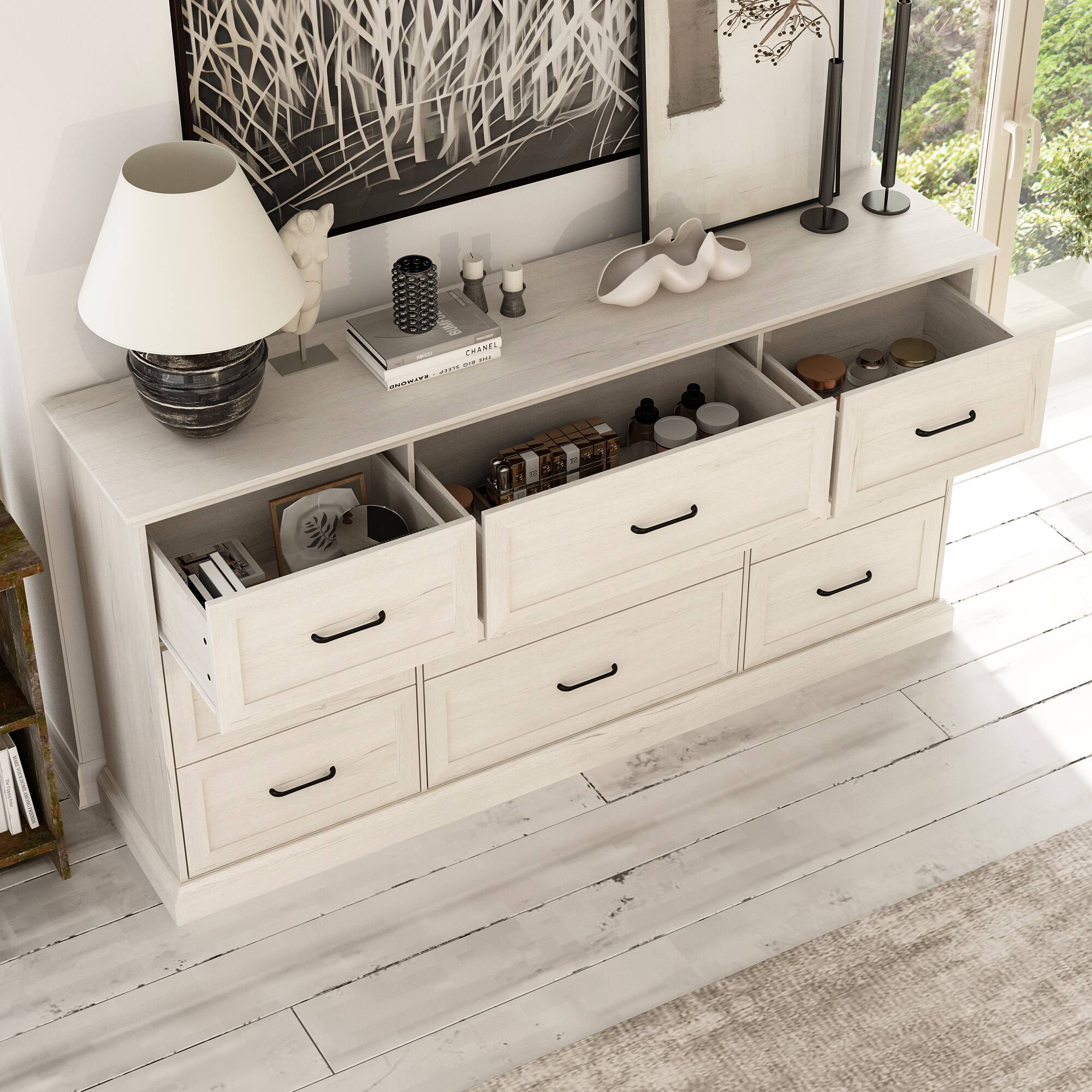 Alt View 9. FUFU & GAGA - FUFU&GAGA 9 - Drawer Horizontal Dresser: Timeless Storage, Reinvented - Light Gray.