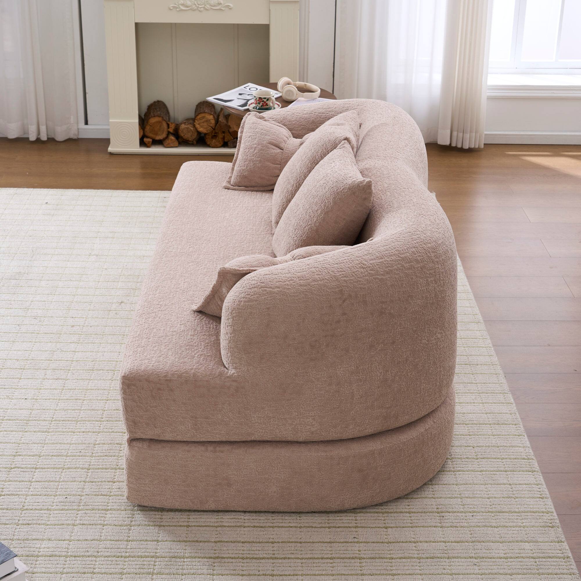 Alt View 8. GOODSILO - Versatile 2-in-1 Foldable Sofa Bed with Convertible Design and Included Pillows for Modern Living Spaces - Apricot.