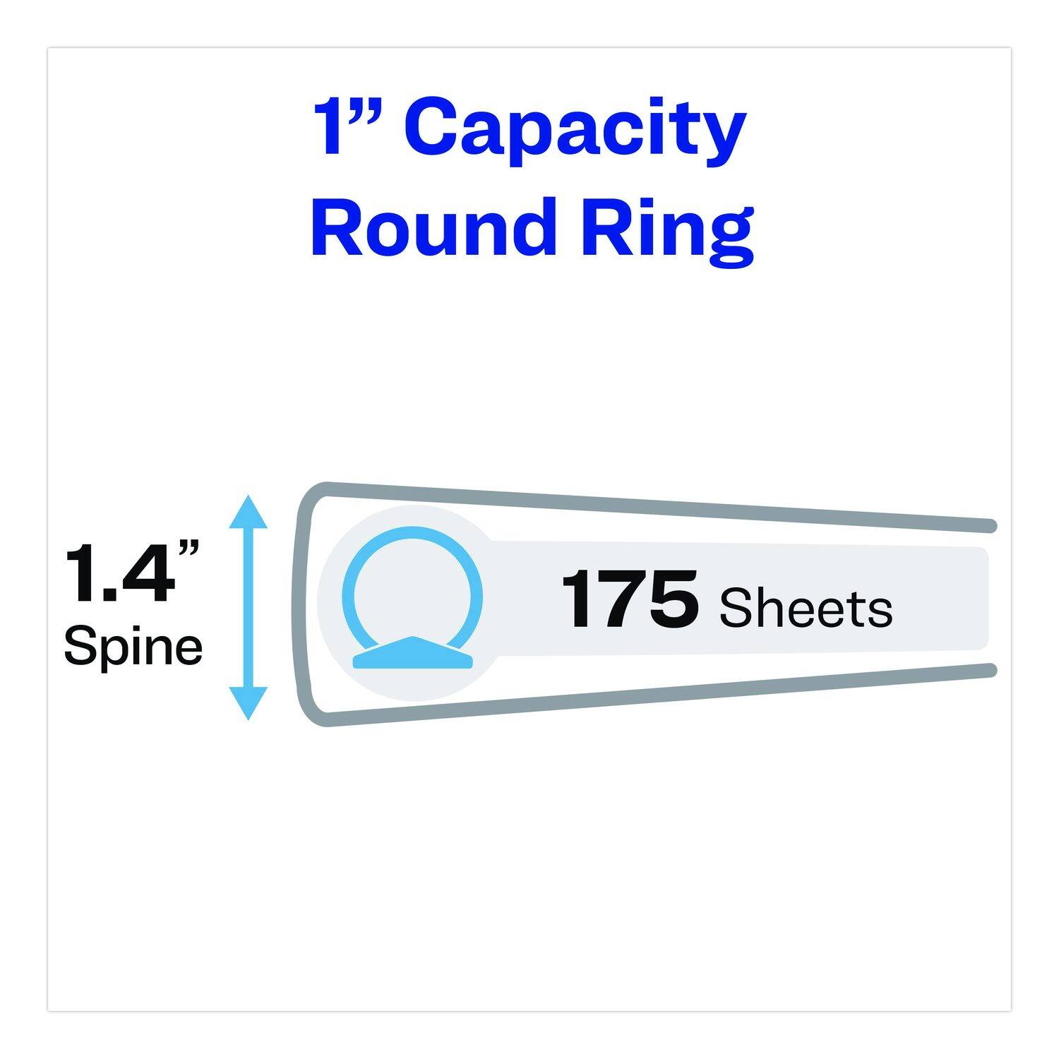 1" Capacity Round Ring  
1.4" Spine  
175 Sheets