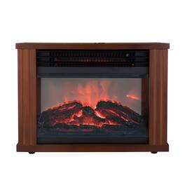 Yardgrace - 1500W Electric Compact Radiant Infrared Space Heater,Mini Wooden Tabletop Fireplace with 3D Flame,Overheating Protection - Brown