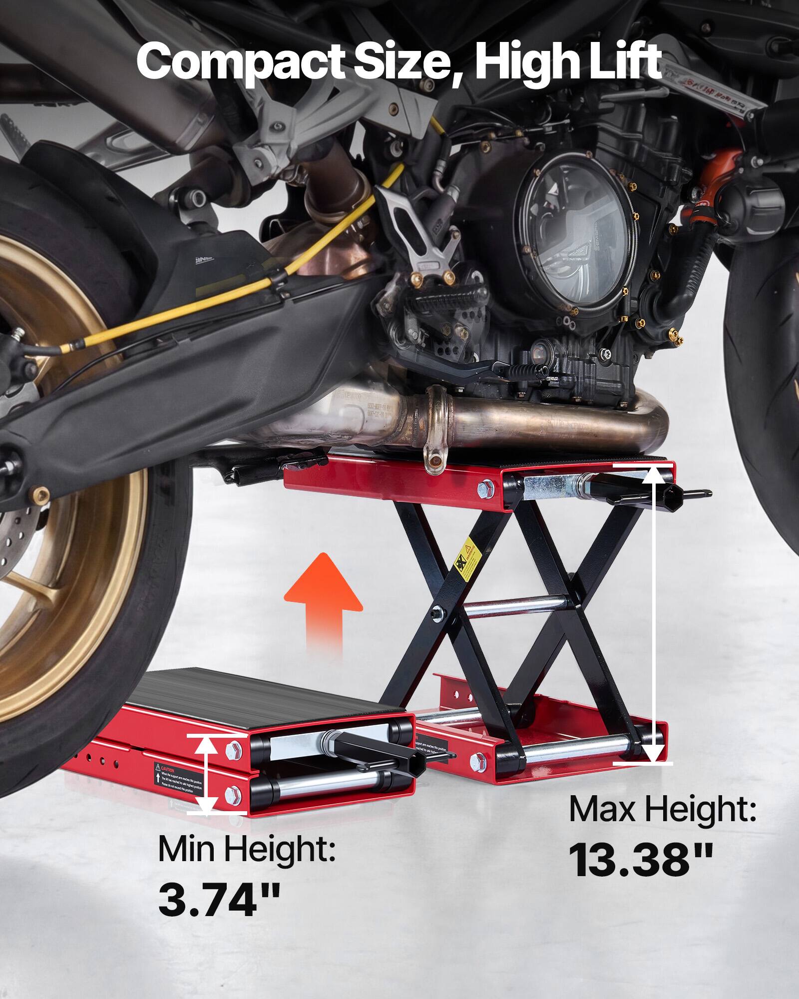 Compact Size, High Lift

Min Height: 3.74"
Max Height: 13.38"