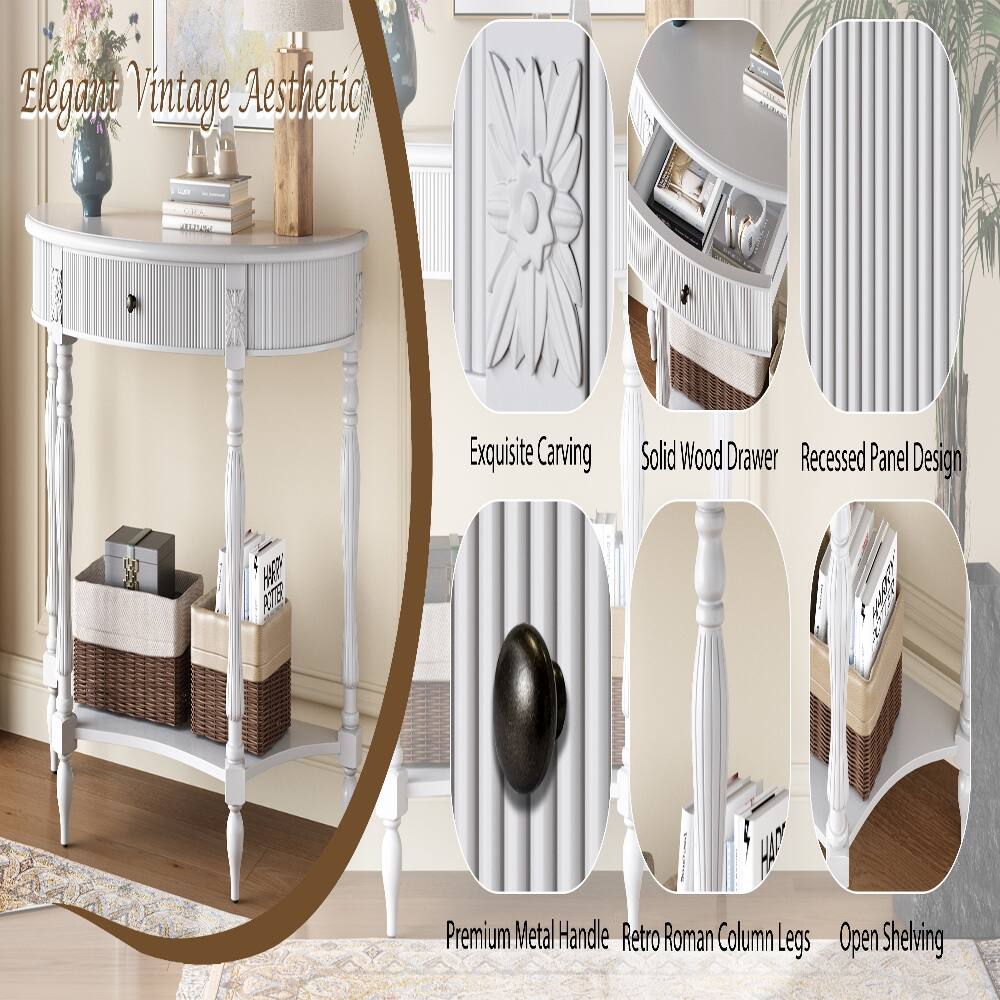 Elegant Vintage Aesthetic

Exquisite Carving
Solid Wood Drawer
Recessed Panel Design
Premium Metal Handle
Retro Roman Column Legs
Open Shelving