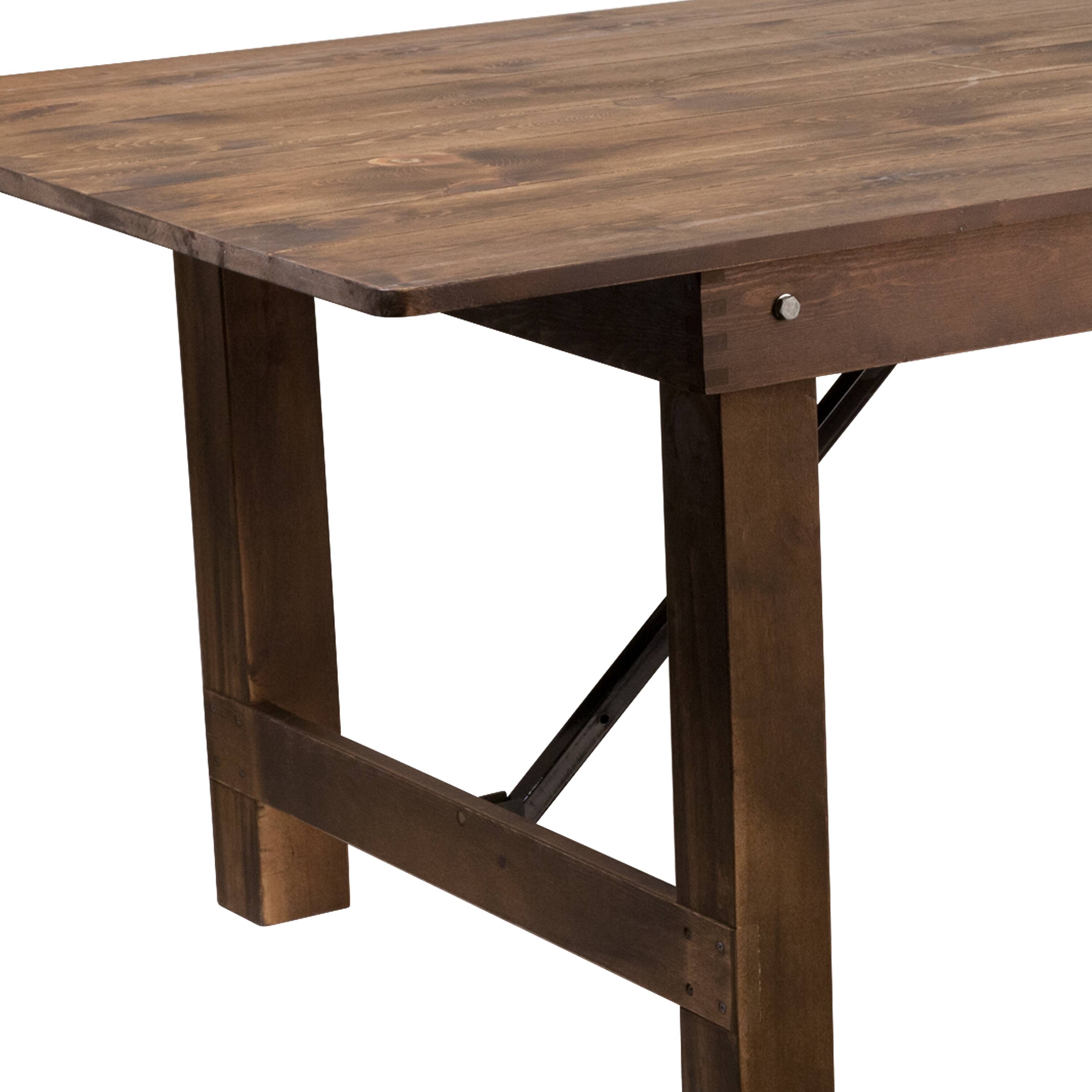 Alt View 16. Alamont Home - Hercules 9' x 40" Rectangular Antique Rustic Solid Pine Folding Farm Table - Antique Rustic.