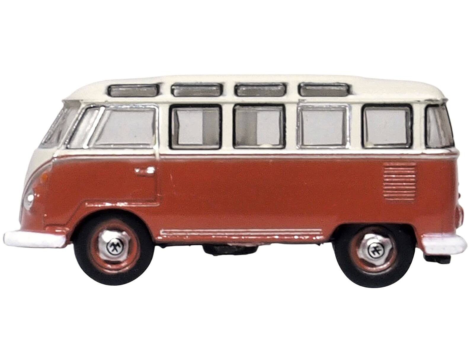 Alt View 1. Oxford Diecast - Volkswagen T1 Samba Bus Sealing Wax Red and Gray 1/148 (N) Scale Diecast Model Car by Oxford Diecast.