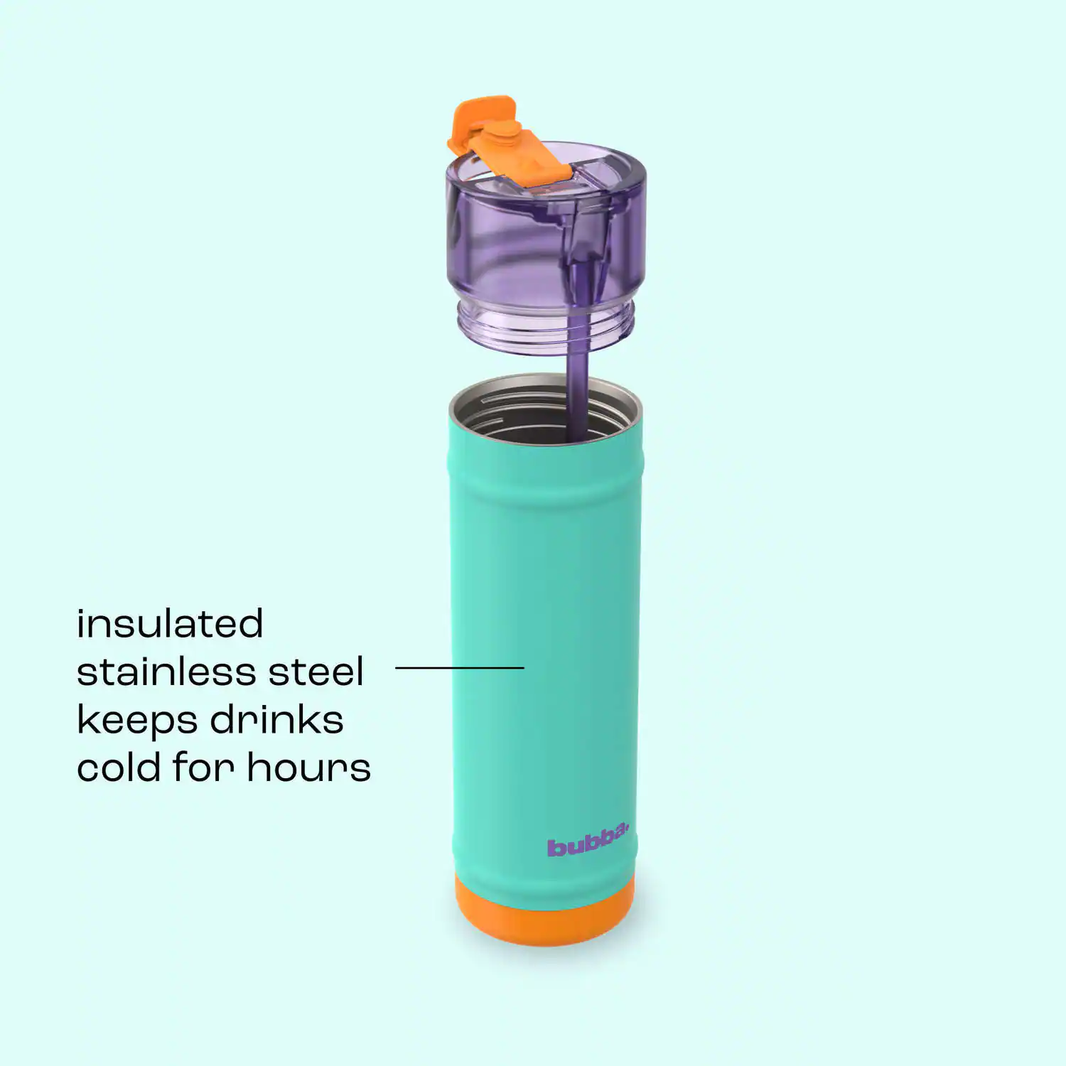 insulated stainless steel keeps drinks cold for hours
bubba