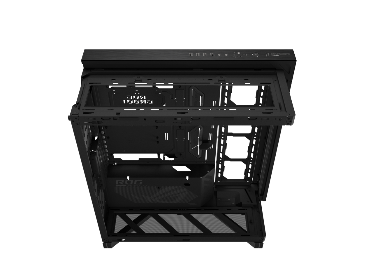 Alt View 6. ASUS - ASUS ROG Cronox Full Tower Case with Curved Glass, 400mm GPU Support, EATX/BTF, 9.2" LCD Screen - Black.