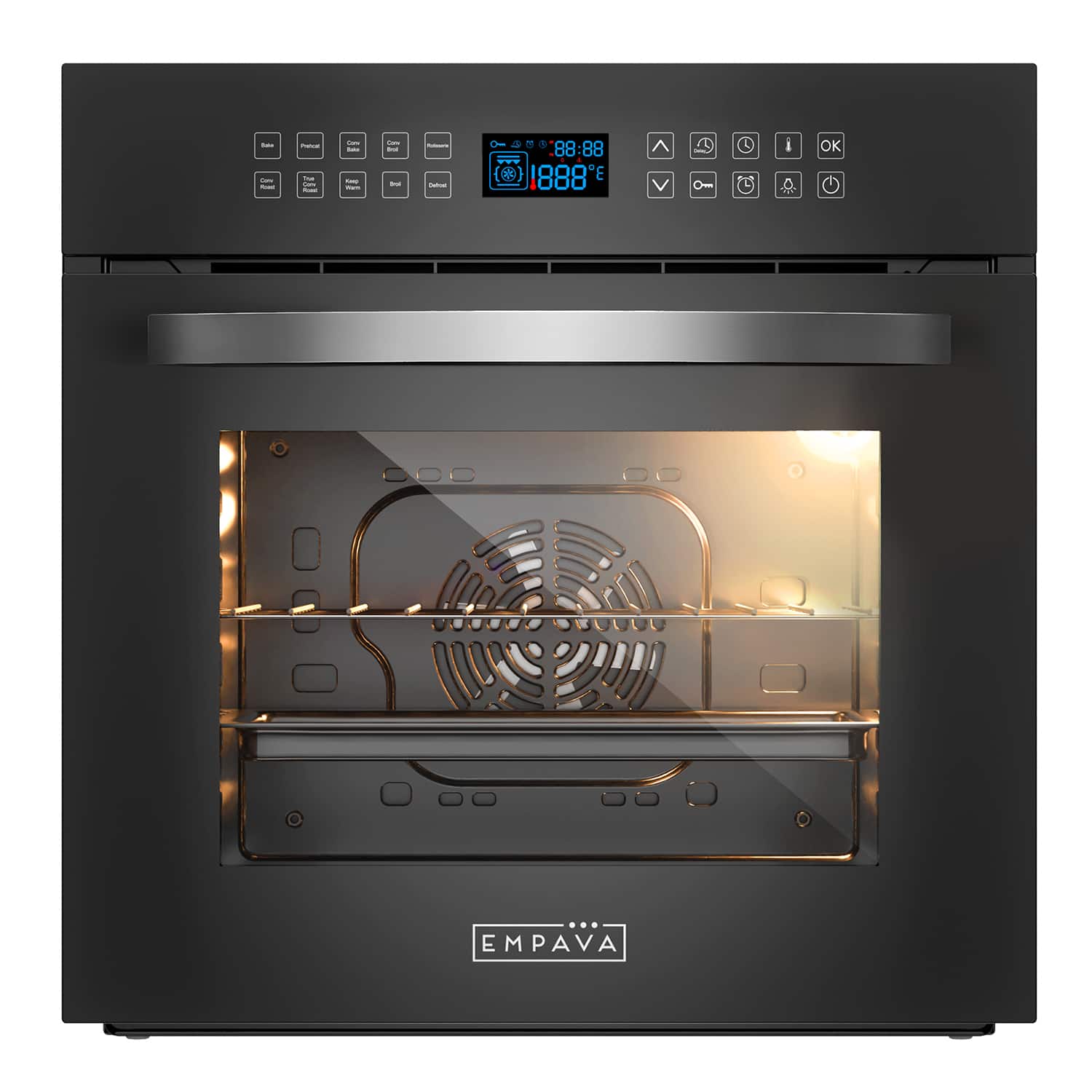 Empava - 24 in. Electric Single Wall Oven 2.3 cu. ft. Capacity Touch Control Kitchen Compact Convection Oven - Black