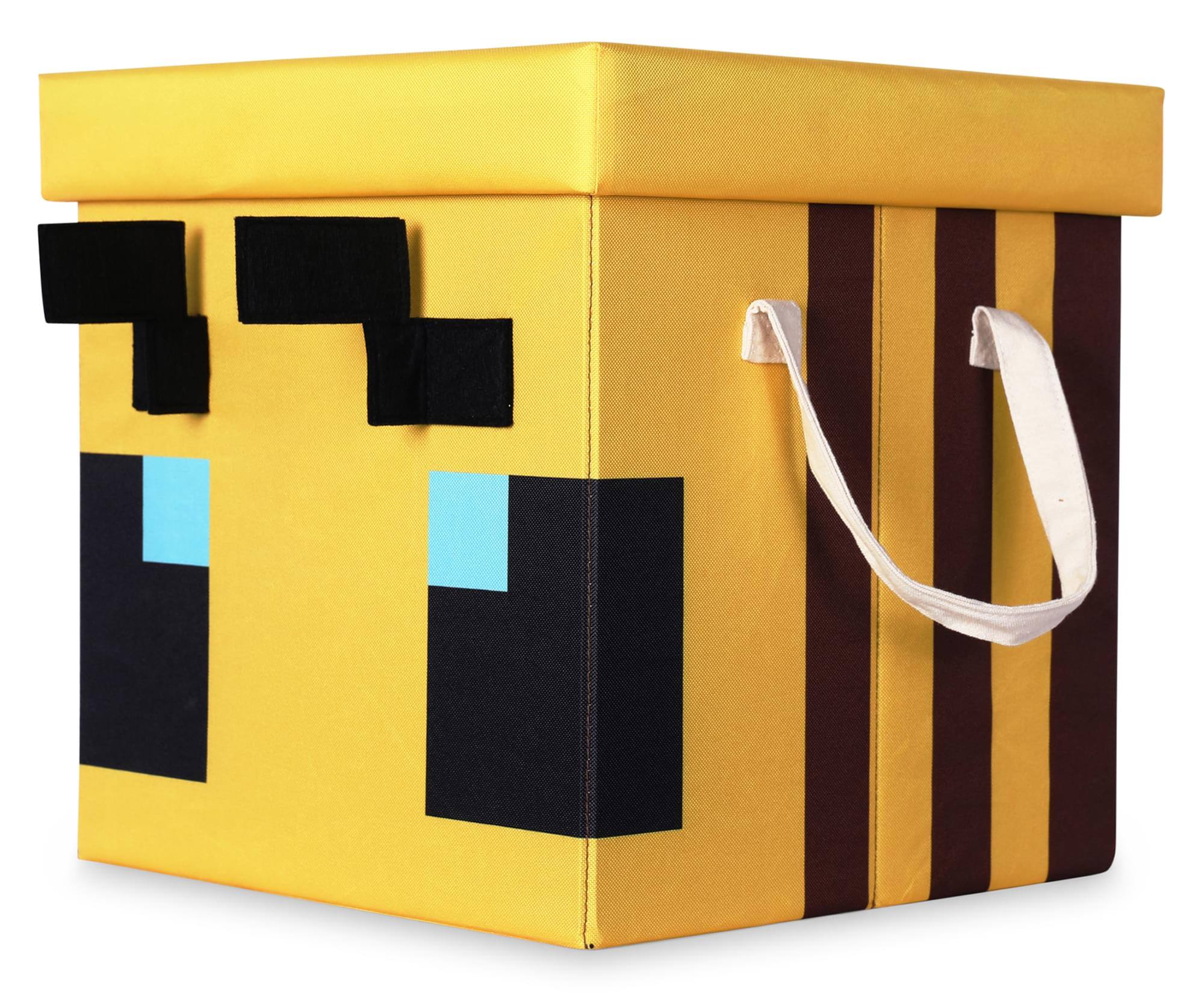 Alt View 1. Ukonic - Minecraft Bee Fabric Storage Bin Cube Organizer with Lid | 15 Inches - Yellow.