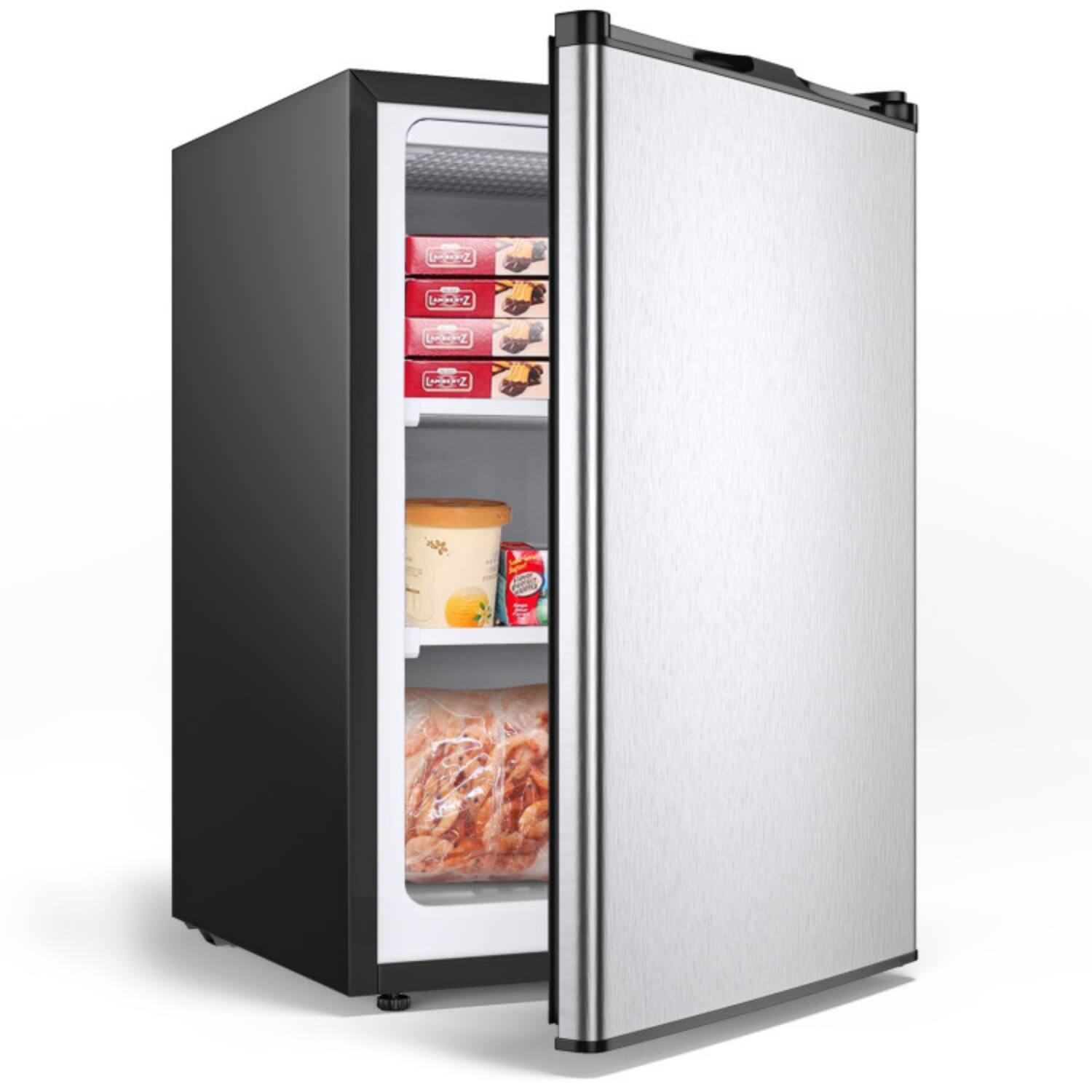Alt View 6. LUCKY ONE - 3 Cu.ft Compact Upright Freezer with Stainless Steel Door - 7-Grade Temp Control - Black.
