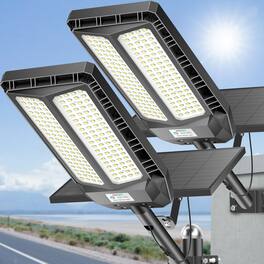 Adewalk - 5000W Solar Outdoor Light: Waterproof, Motion Sensor, Remote for Pathway & Yard,2PACK - Black