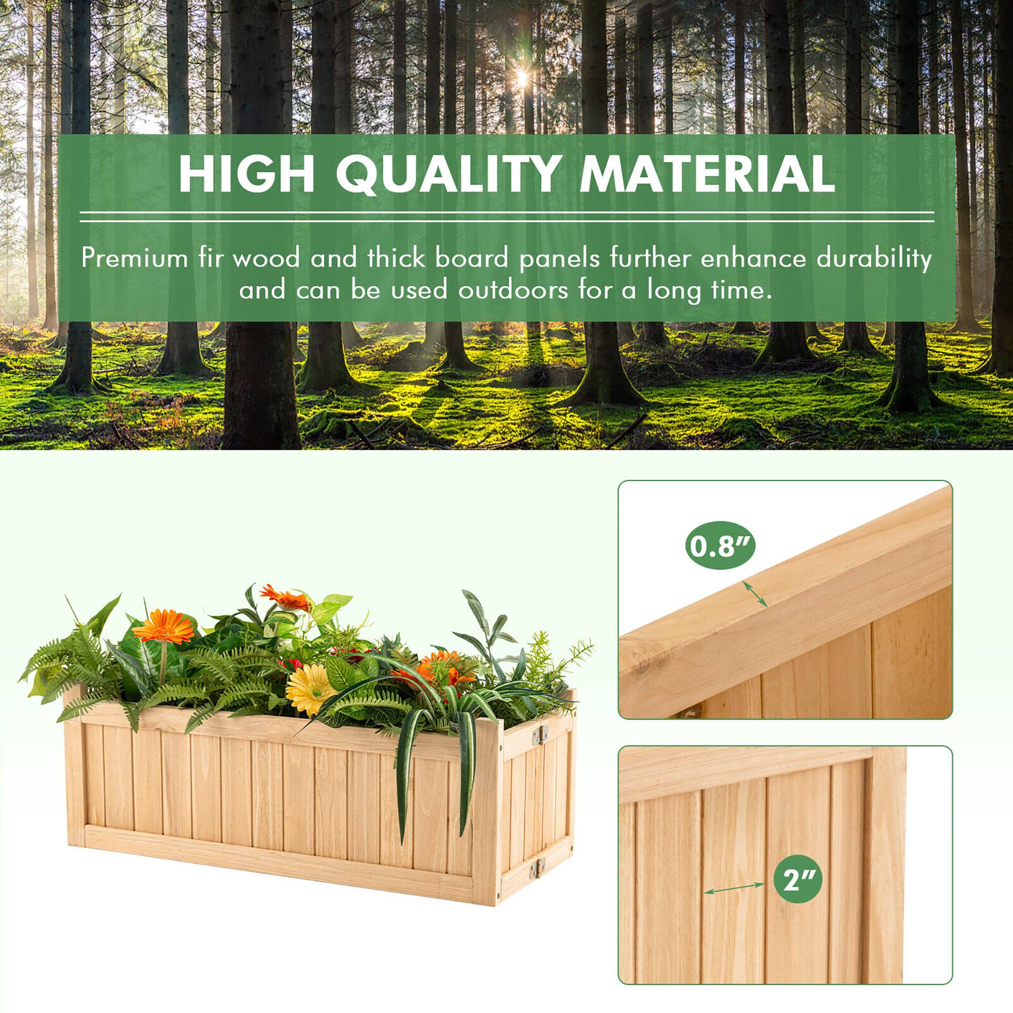 HIGH QUALITY MATERIAL

Premium fir wood and thick board panels further enhance durability and can be used outdoors for a long time.

0.8"  
2"