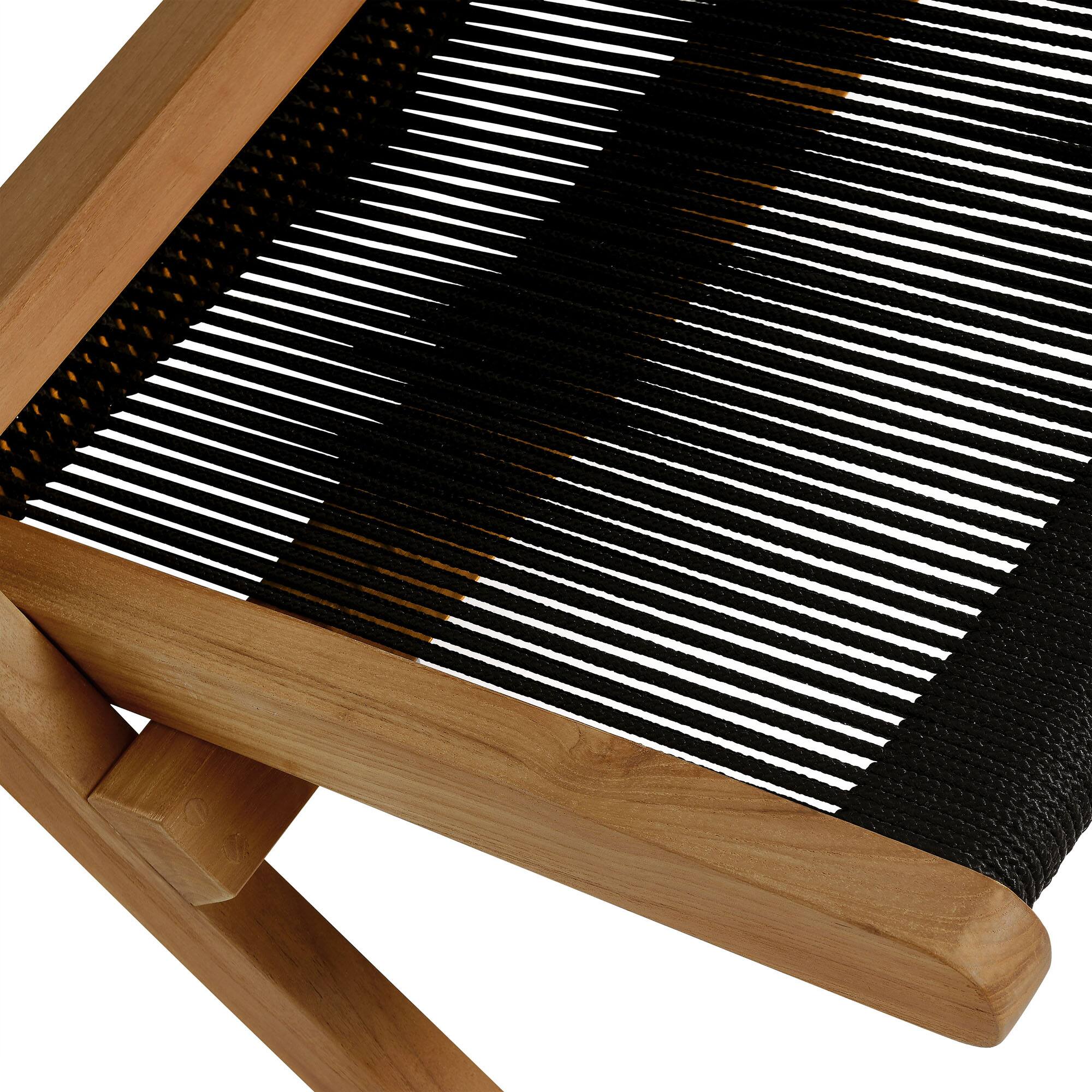 Alt View 7. Modway - Vienna Outdoor Patio Teak and Rope Folding Accent Lounge Chair by Modway - Natural Black.