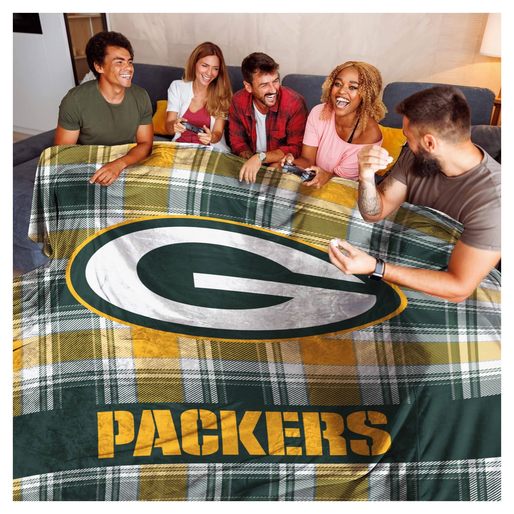 Alt View 1. Pegasus - Green Bay Packers 66" x 95" Oversized Plaid FAN-mily Ultra Cozy Blanket - Multicolor.