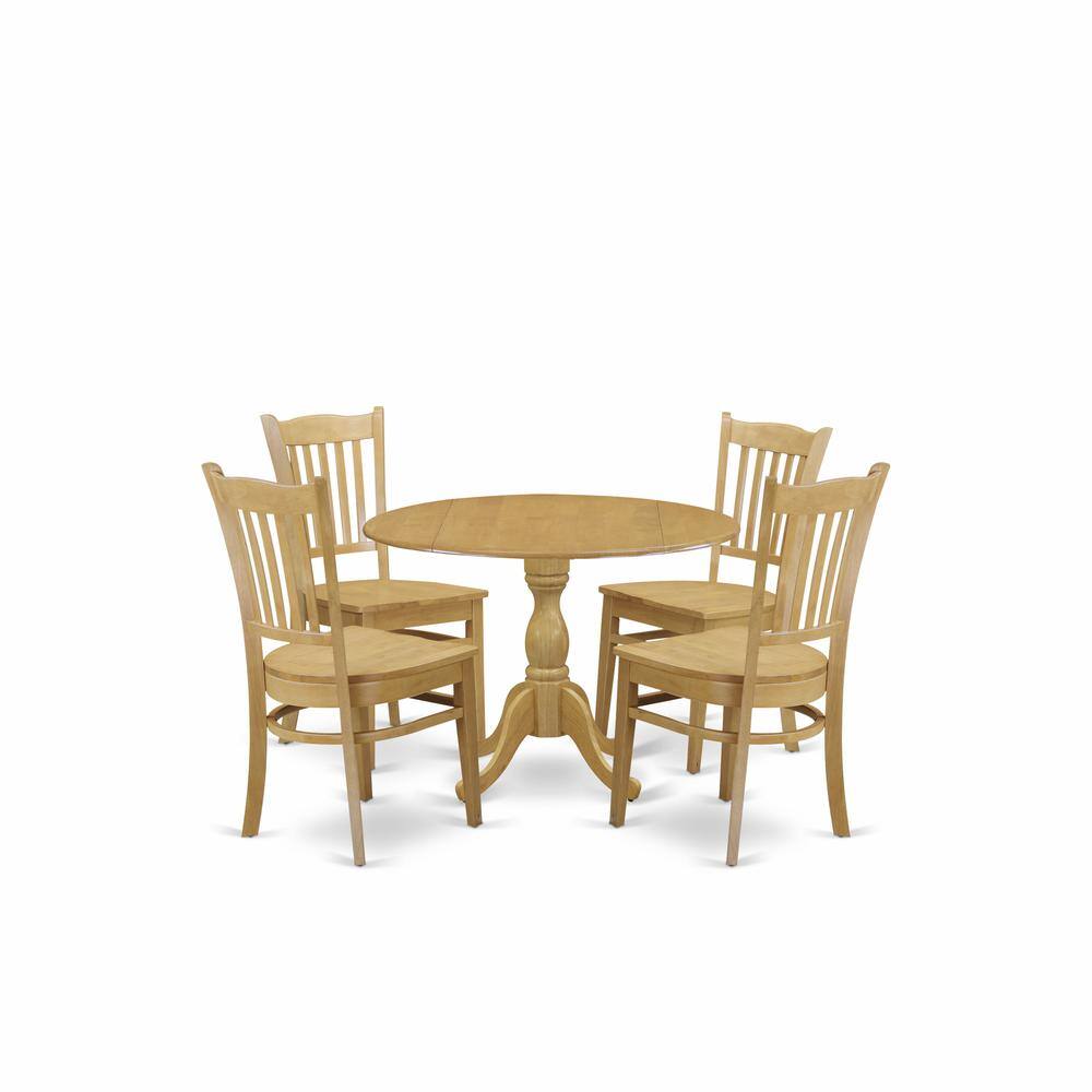 Angle. East West Furniture - East West Furniture DMGR5-OAK-W 5 Piece Table and Chairs Dining Set - Oak Wood Dining Table and 4 Oak Wooden Dining - Oak.