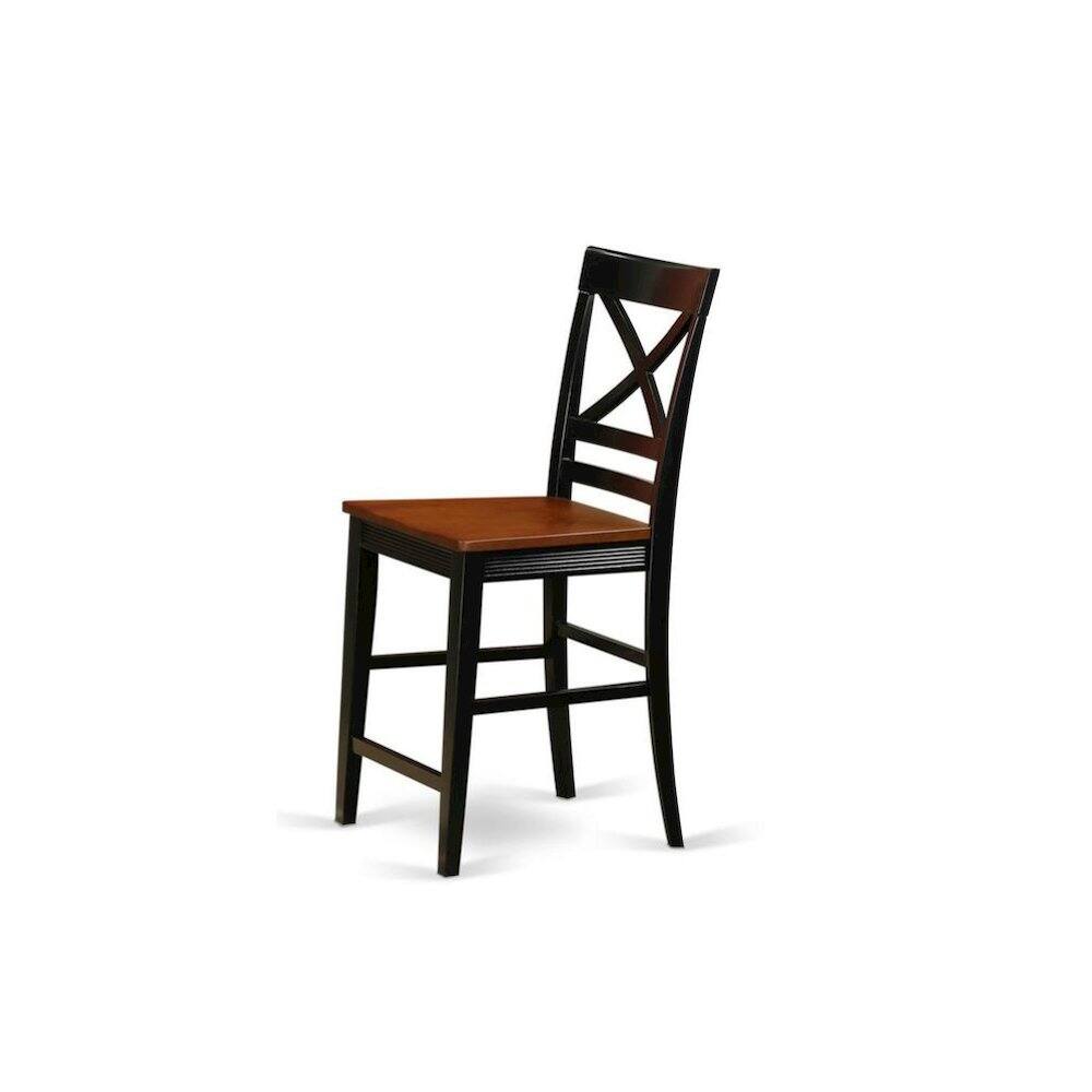 Angle. East West Furniture - Quincy Counter Height Stools With X-Back in Black & Cherry Finish - Black & Cherry.