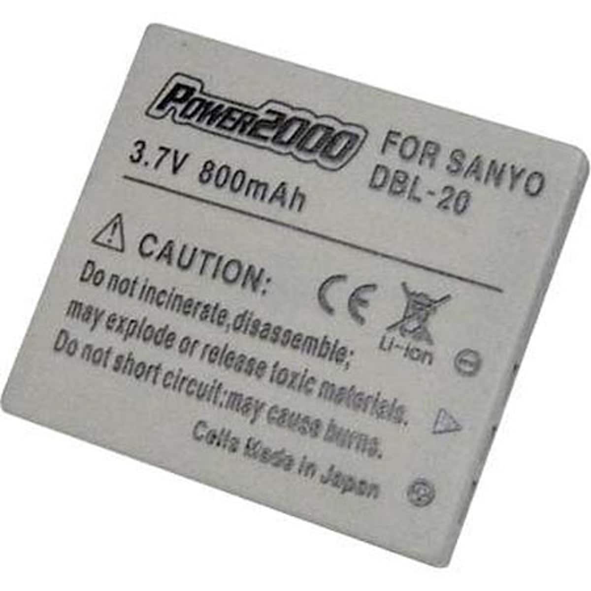 Power2000 - DB-L20 3.7V 800mAh Rechargeable Li-Ion Battery for Sanyo Camera