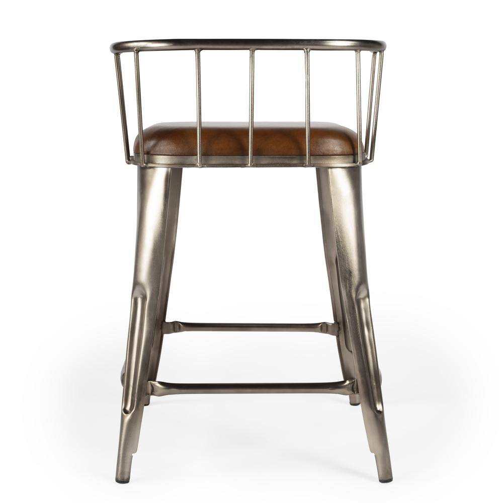 Left. Butler Specialty - Coriander Iron & Leather 25" Counter Stool - Multi-Color.