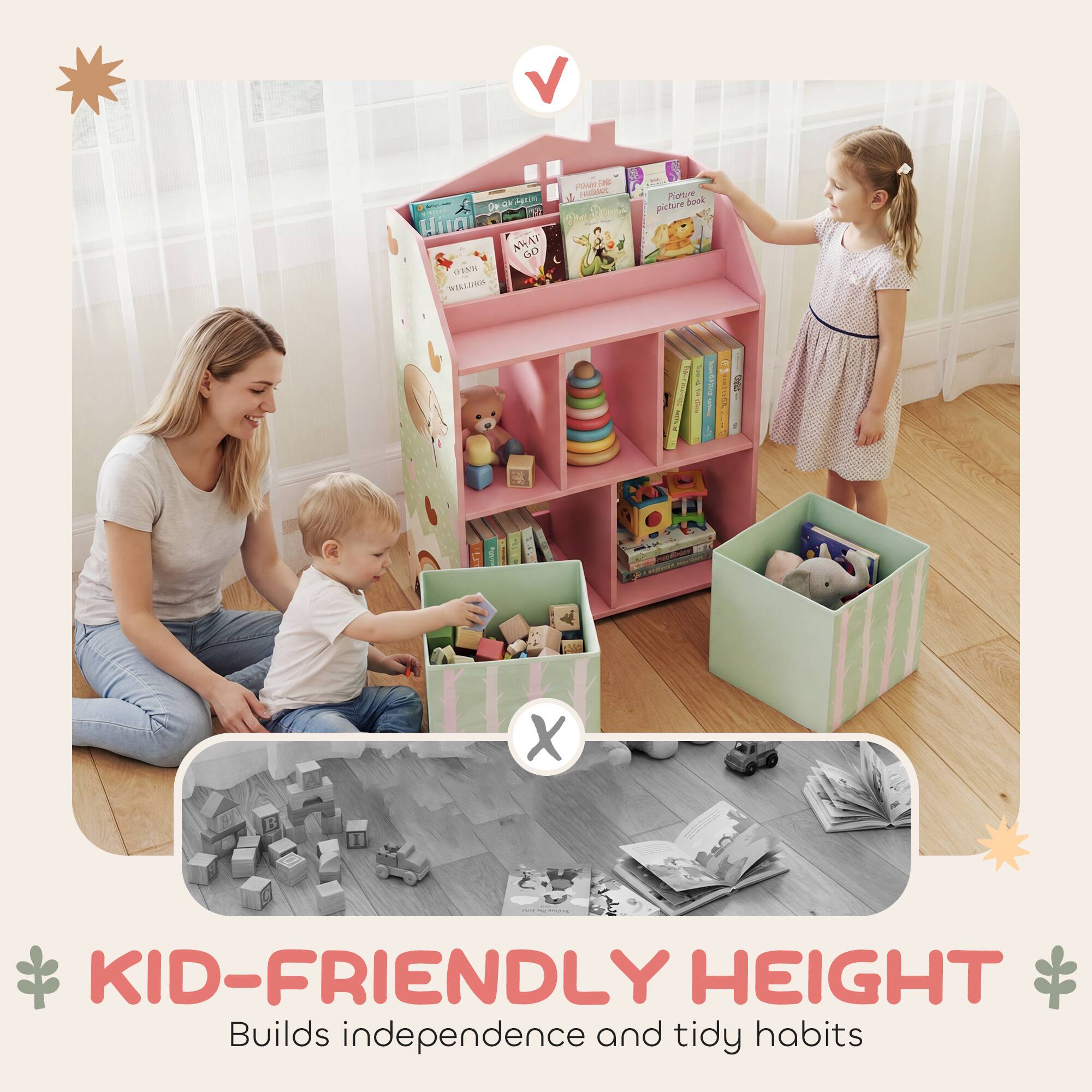 KID-FRIENDLY HEIGHT  
Builds independence and tidy habits