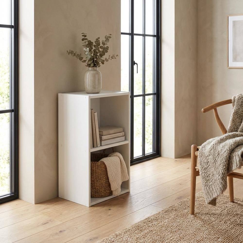 Angle. FurniFact - Wooden bookcase with ample storage - White.