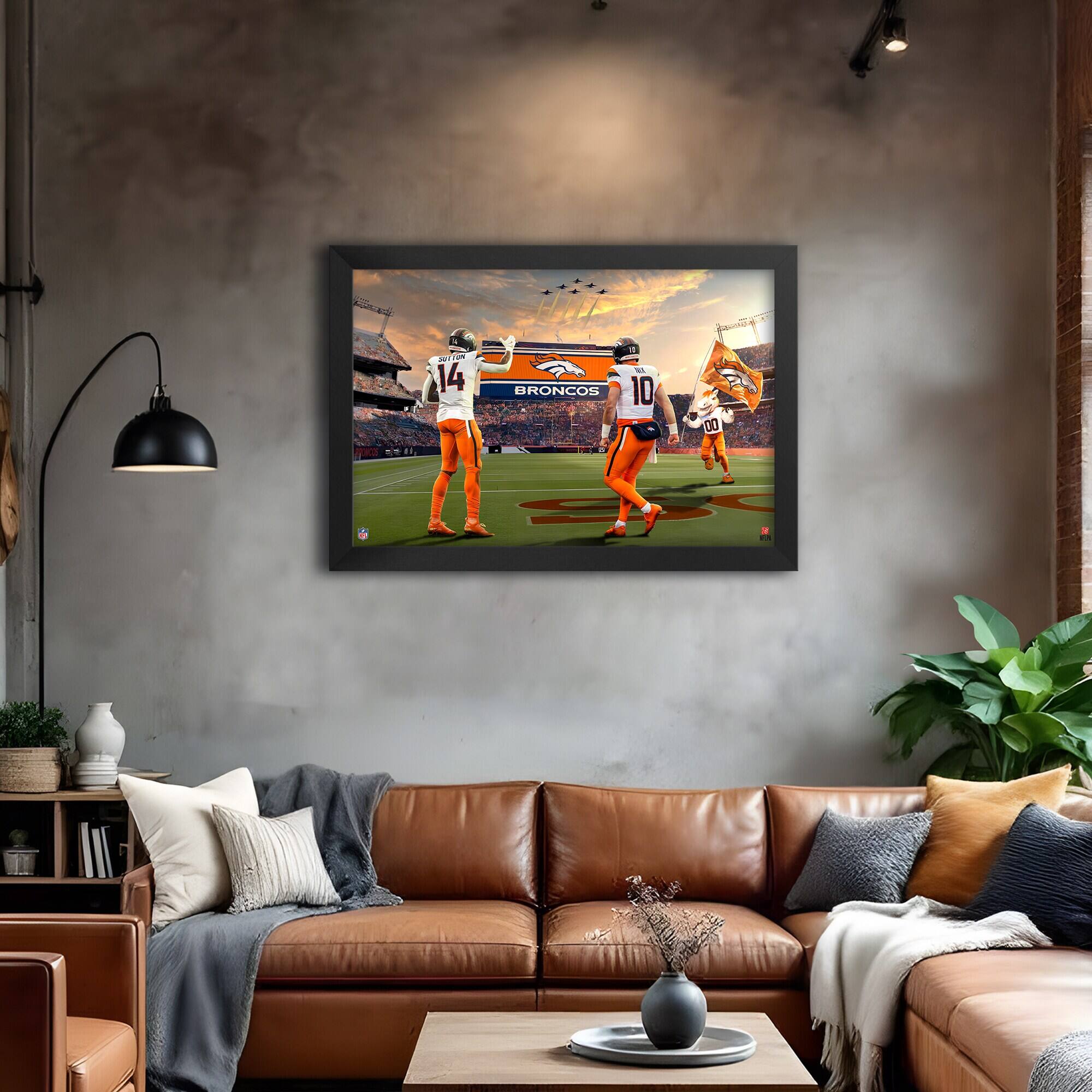 Alt View 1. Sporticulture - Bo Nix and Courtland Sutton Framed Two-Player Art Print - Orange.