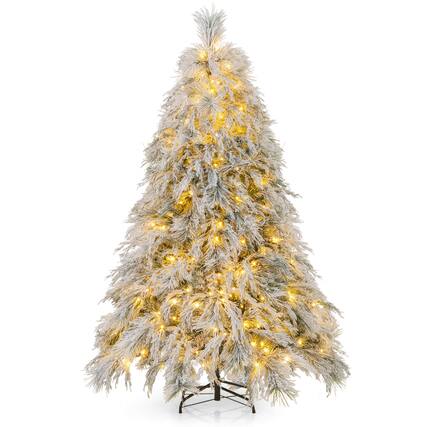 Front. Costway - 6 FT Pre-Lit Artificial Christmas Tree with 519 PVC & Pine Needles & PE Tips - Green/White.