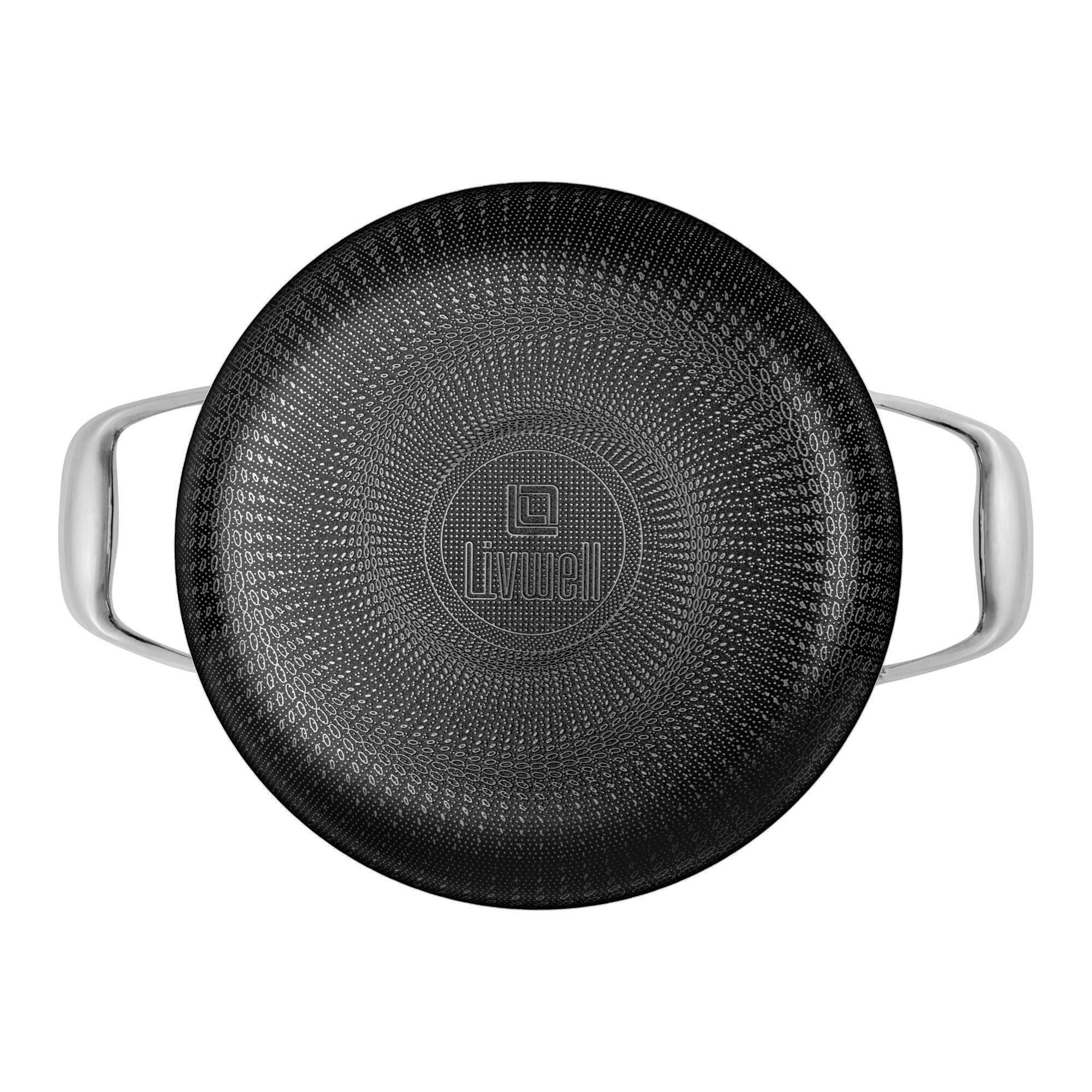 Alt View 5. Livwell Brands - DiamondClad™ 6 Quart Hybrid Nonstick Stainless Steel Stock Pot and Lid, Dishwasher Safe, PFOA-free – Silver/Black - Black/Silver.