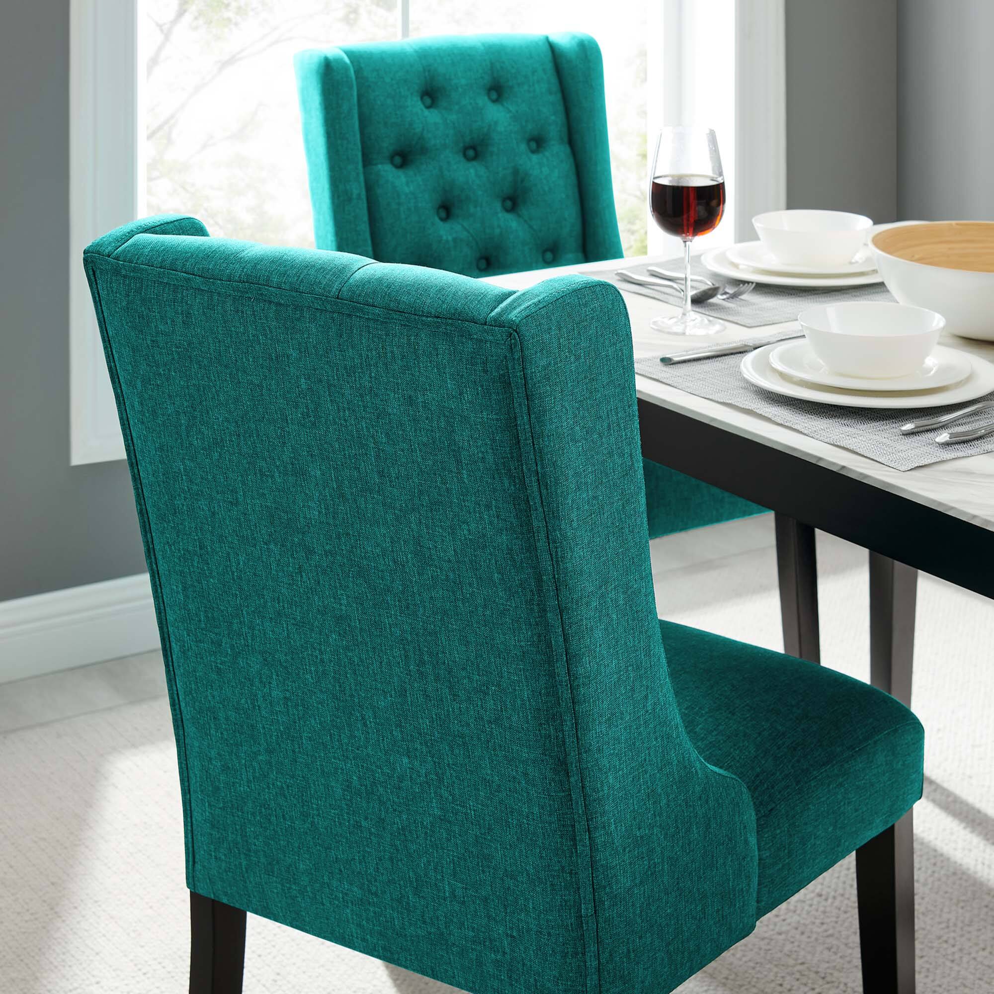 Alt View 4. Modway - Baronet Button Tufted Fabric Dining Chair by Modway - Blue.