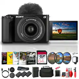 Sony - Alpha ZV-E1 Mirrorless Camera with 28-60mm Lens Bundle + 64GB Card + 2 Batteries + More
