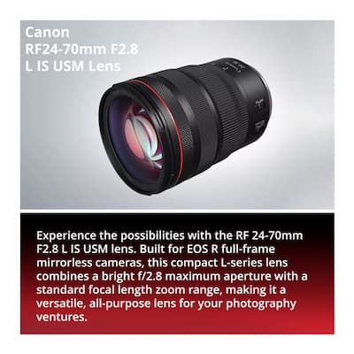 Canon RF 24 70mm f/2.8L IS USM Lens with Backpack, Lens Pen, and Canon RF 24 70mm f/2.8L IS USM Lens with Backpack, Lens Pen, and
