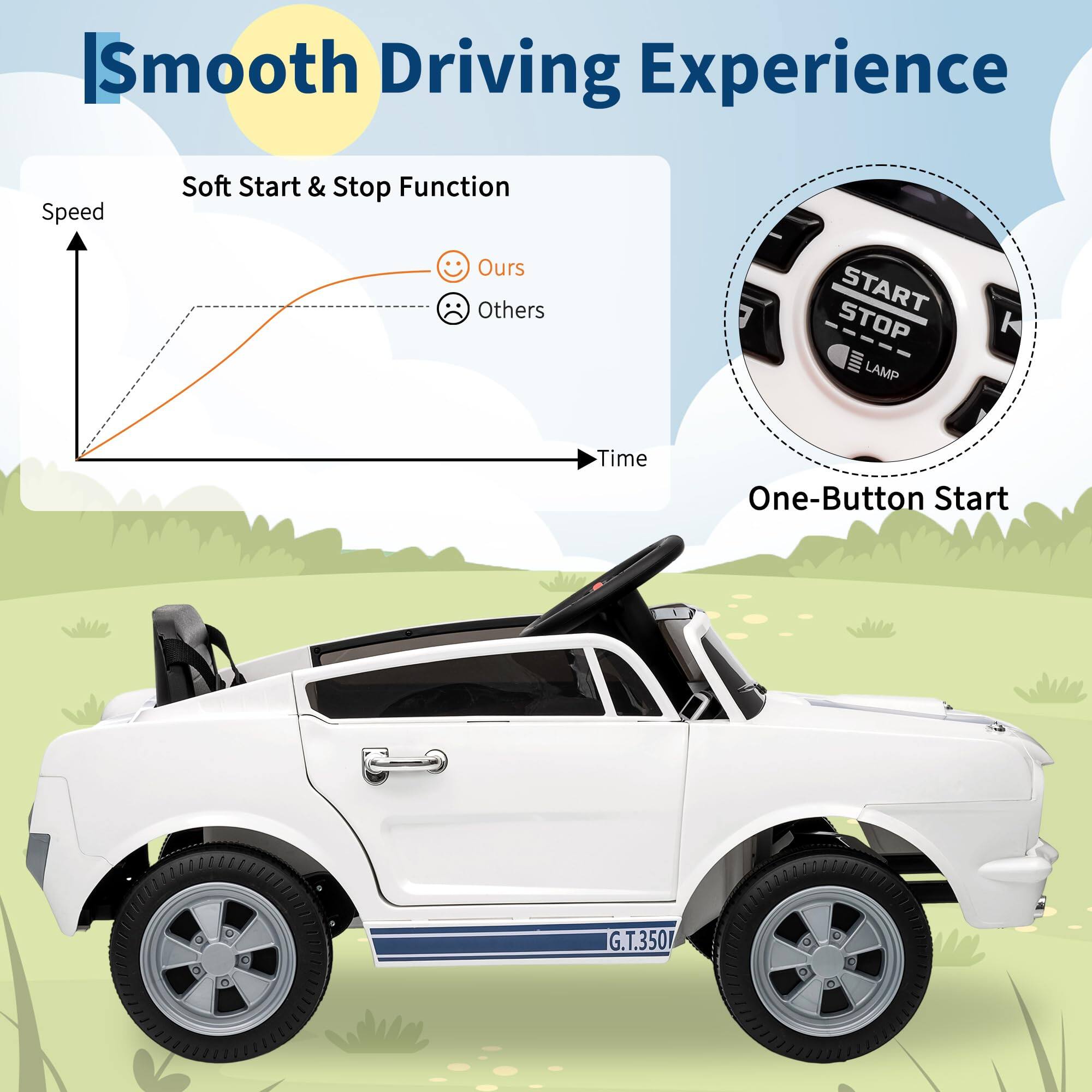 Smooth Driving Experience

Soft Start & Stop Function

Speed
Ours 😊
Others 😞

One-Button Start

G.T.350