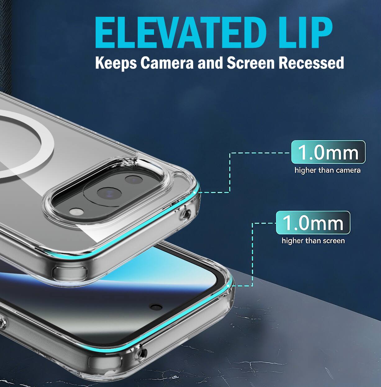 ELEVATED LIP  
Keeps Camera and Screen Recessed  
1.0mm higher than camera  
1.0mm higher than screen
