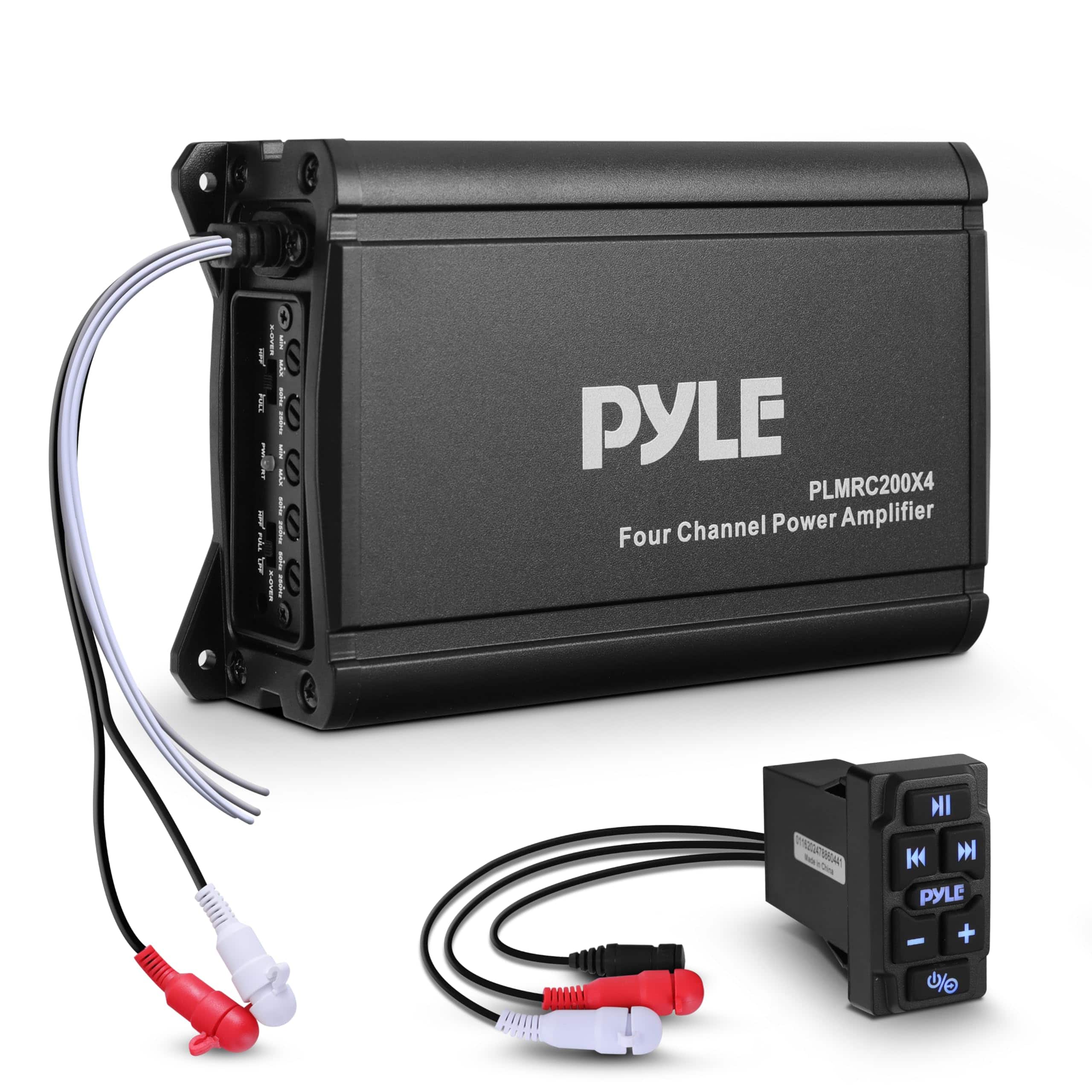 Pyle - PLUTVRKBT200X4 4-Channel Waterproof Marine Amplifier, 600W Max, Wireless Bluetooth Control