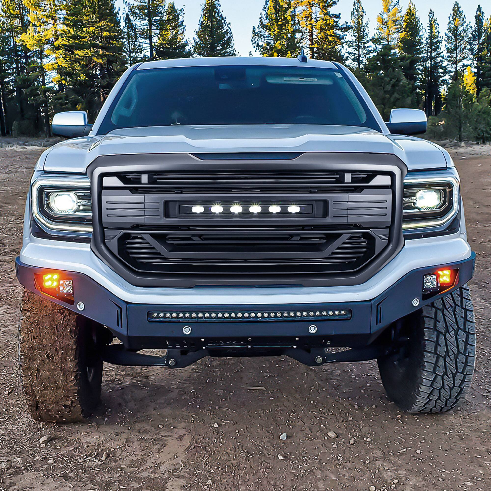 Alt View 5. AMERICAN MODIFIED - AMERICAN MODIFIED Armor Grille for 2016 to 2018 GMC Sierra 1500, Matte Black - Matte Black.