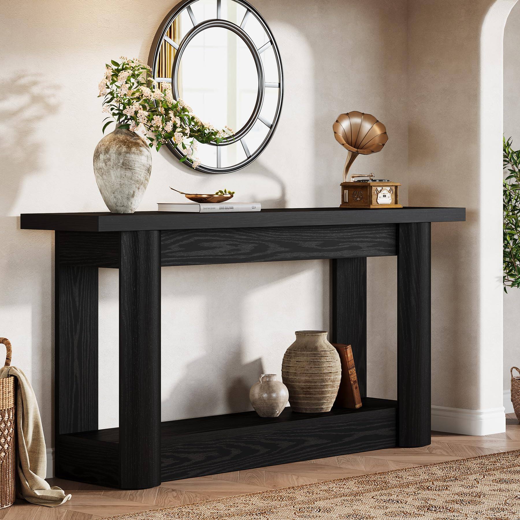 Alt View 4. Tribesigns - 63" Modern Console Table, Narrow Long Sofa Table Behind Couch - Black.