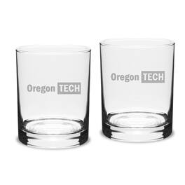 Jardine - Oregon Tech Hustlin' Owls Team Design 14oz. Classic Double Old Fashion Glass Set - Multicolor