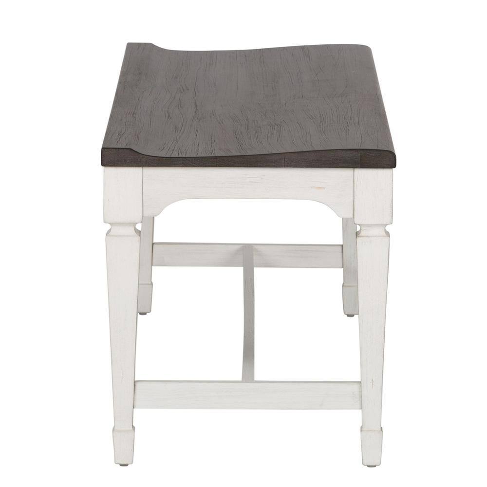 Angle. Liberty Furniture Industries - Allyson Park Wood Seat Bench in Wirebrushed White w/ Charcoal Top - White.