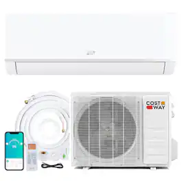 Costway - 18000 BTU 20 SEER2 208/230V Wifi Enabled Mini Split Air Conditioner & Heater with Installation Kit - White