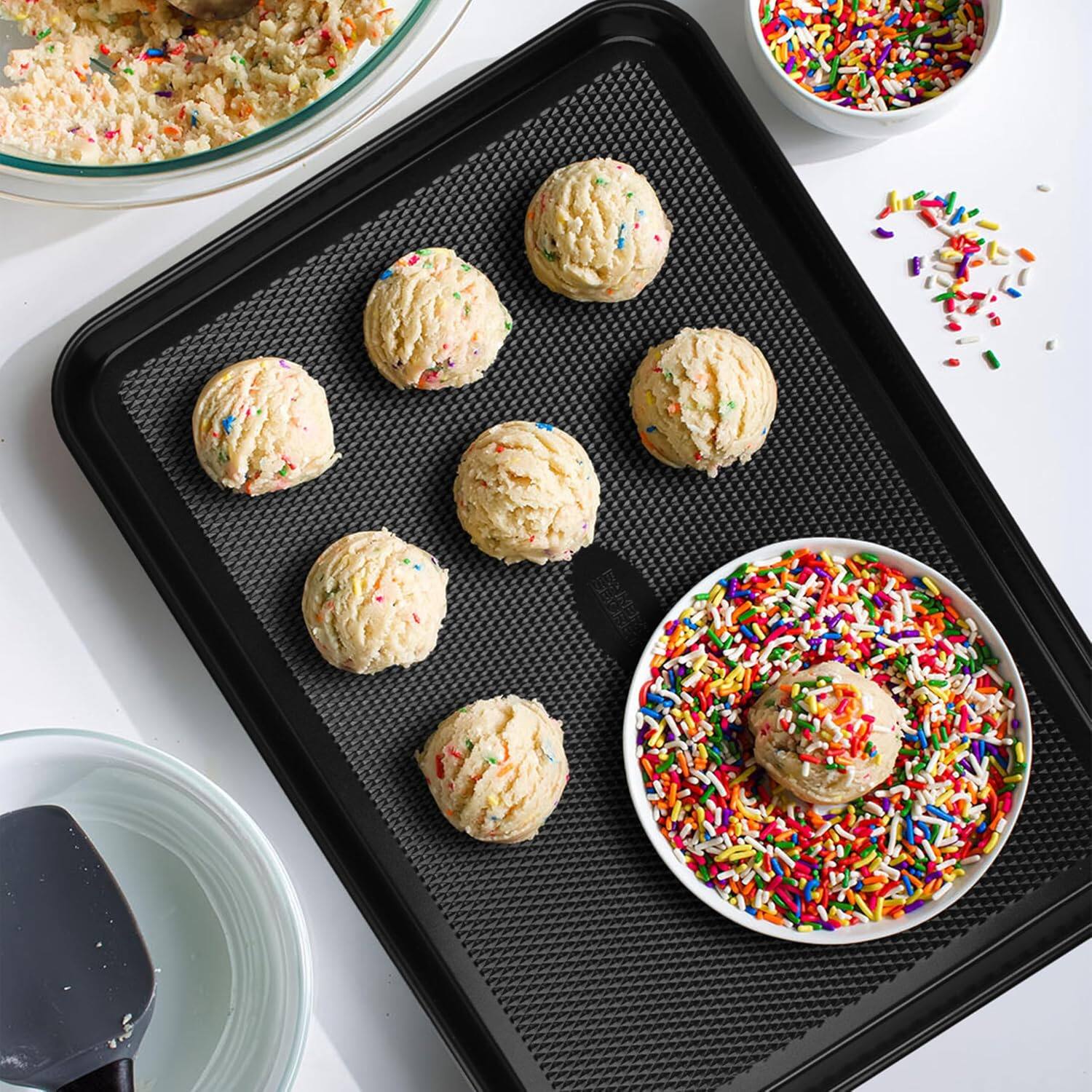 Alt View 2. Baker's Secret - Baker's Secret 2 Pack Half Sheet Pan Set, 1/2 Cookie Sheets for Baking with Diamond Texture, 17.7" x 13".