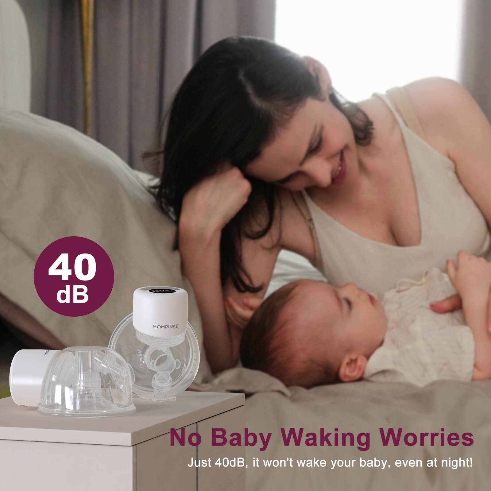 40 dB - MOMPINK

No Baby Waking Worries

Just 40dB, it won't wake your baby, even at night!